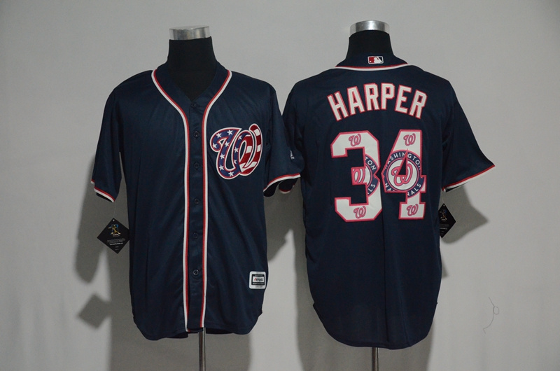 2017 MLB Washington Nationals #34 Harper Blue Fashion Edition Jerseys->washington nationals->MLB Jersey